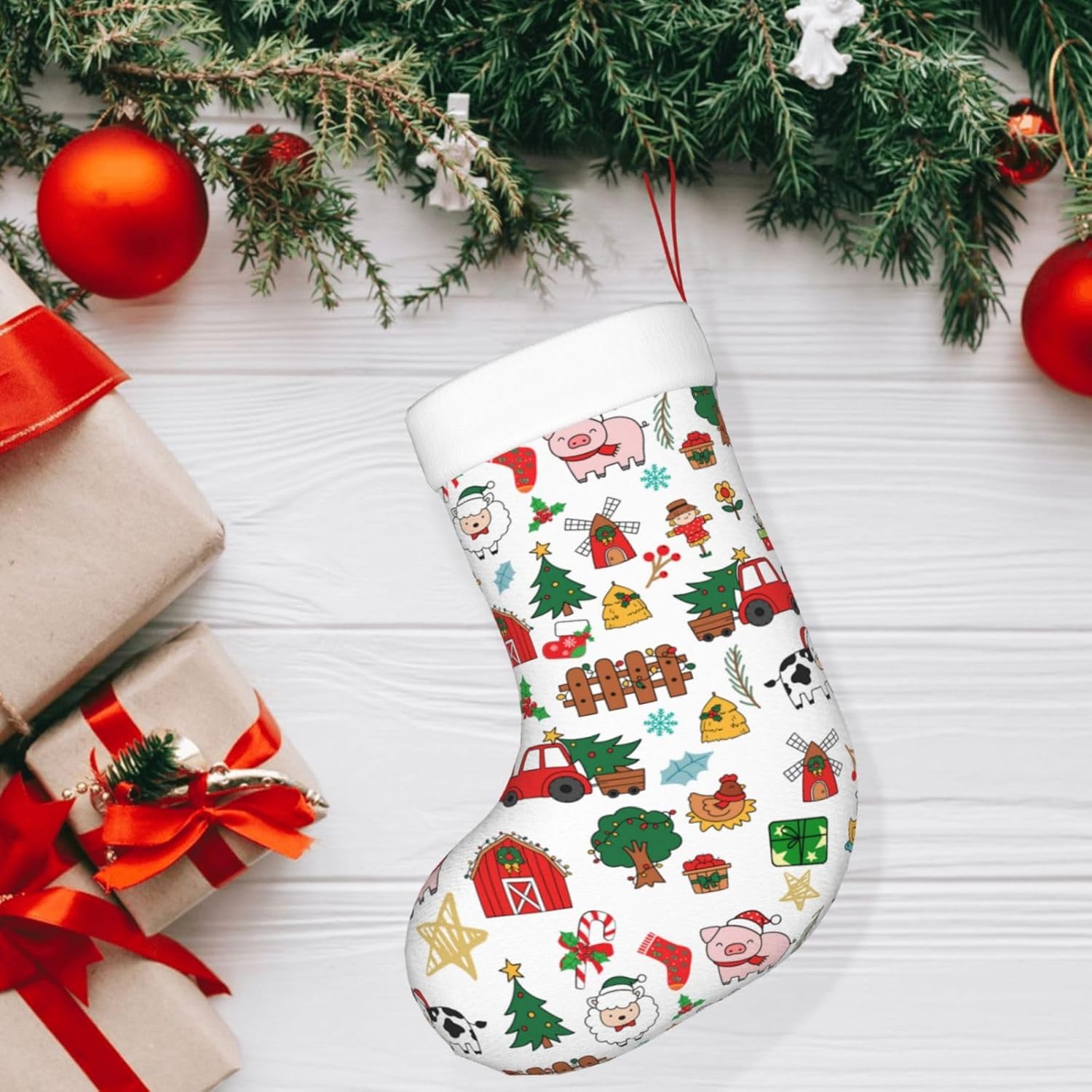 Christmas Stocking Hanging - Animaux de ferme, cadeaux de noël,