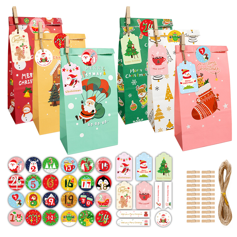 Advent Calendar Gift - 24 Ensembles de Sacs Cadeaux de