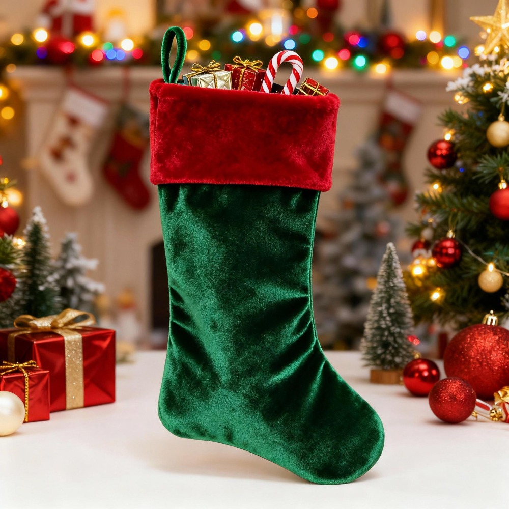 Chaussette de Noël en velours  - Christmas Stocking Hanging avis et prix